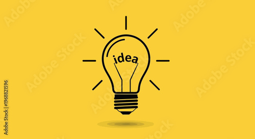 Creative idea lightbulb shines bright with inspiration concept