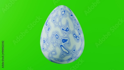 Blue white 3d easter egg with green screen background for easter holiday decorations inn 4k seamless loop