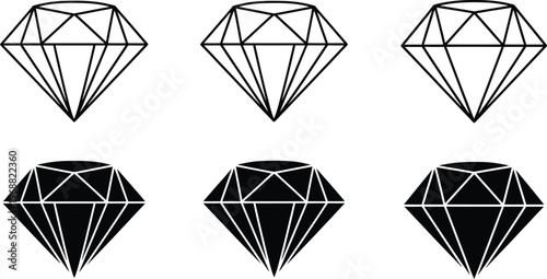 Black and white diamond shapes with lines gemstone geometric