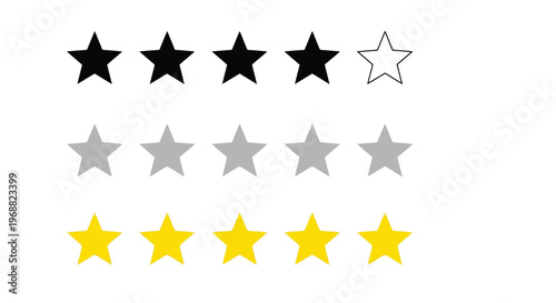 Three sets of star ratings with different fill styles and completeness Vector