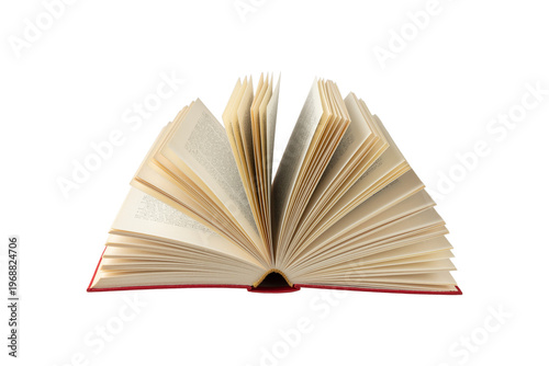 Time to read your favourite books. Open book with red cover isolated on white