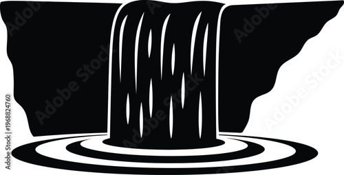 Waterfall icon vector silhouette on white background