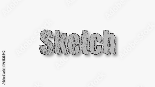 Hand drawn sketch typography text effect with pencil shading style design