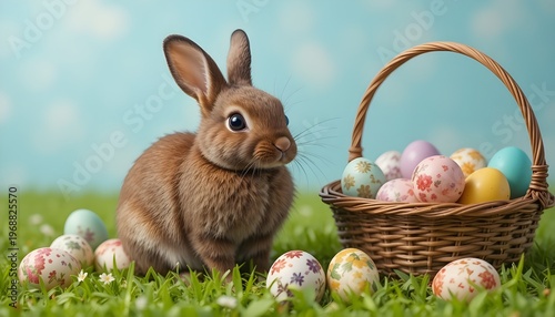 Obraz w ramie easter bunny and easter eggs