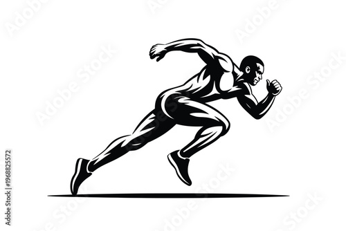 Black and White Illustration of a Running Person