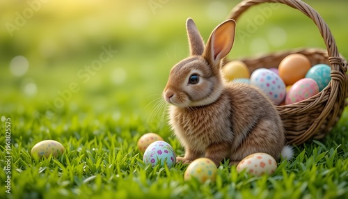 Obraz w ramie easter bunny and easter eggs