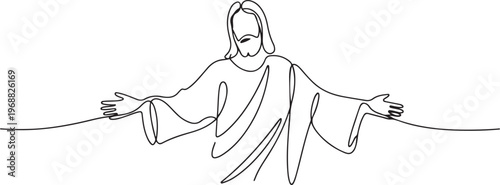 Jesus Christ who gave himself up. Passover one-line drawing. one line Icon drawing