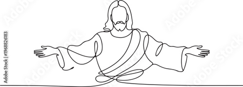 Jesus Christ who gave himself up. Passover one-line drawing. one line Icon drawing