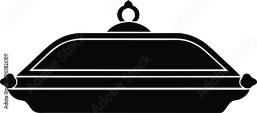 decorative tray silhouette vector art illustration, black and white design