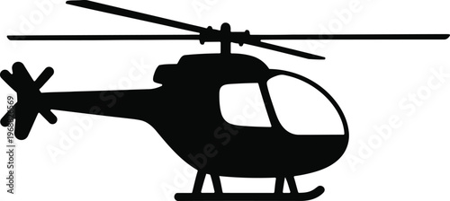 Black silhouette of a helicopter on a white background with vector stock logo