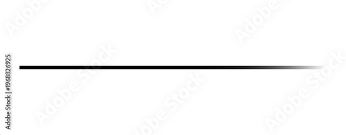 Black Minimalist Horizontal Divider Line with Fade Out Effect Isolated on Transparent Background
