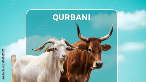 Qurbani 2026 Promotional Banner Featuring Goat and Bull
