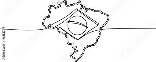 The concept of Brazil's independence day. one line Icon drawing
