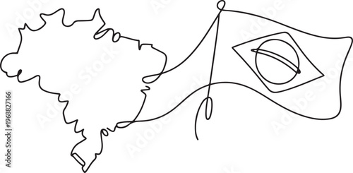 The concept of Brazil's independence day. one line Icon drawing