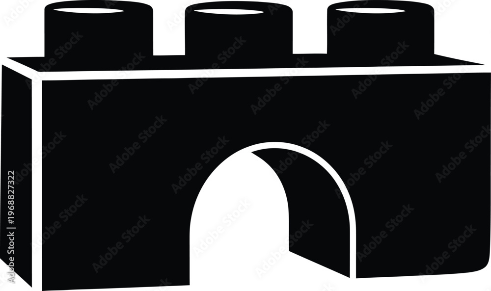 Fototapeta premium A black lego brick with two studs on top and an archway