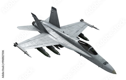 f-18 military jet fighter isolated on transparent background 3d rendering illustration