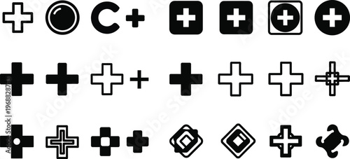 Collection of southwestern native american geometric designs and symbols in black and white