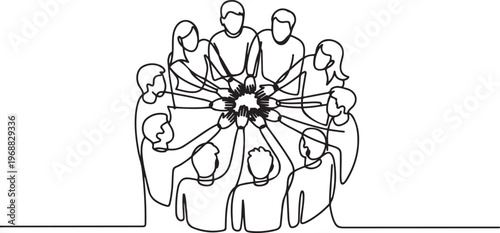 A community high-fiving each other. Community concept. one line Icon drawing