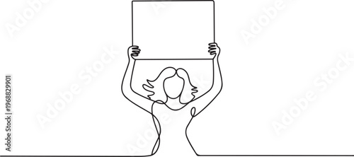 A woman makes a sign against violence. International day for the elimination of violence agains women one-line drawing. one line Icon drawing