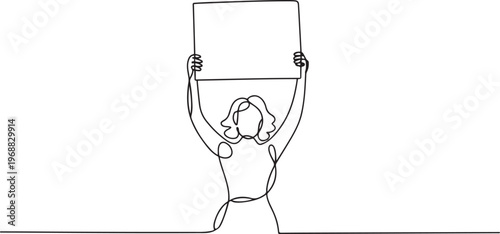 A woman makes a sign against violence. International day for the elimination of violence agains women one-line drawing. one line Icon drawing