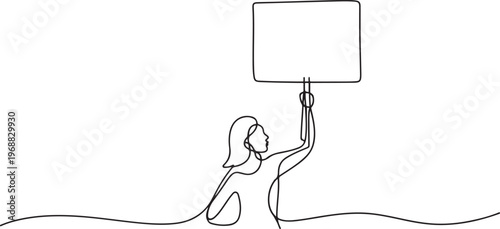 A woman makes a sign against violence. International day for the elimination of violence agains women one-line drawing. one line Icon drawing