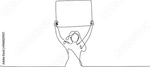A woman makes a sign against violence. International day for the elimination of violence agains women one-line drawing. one line Icon drawing