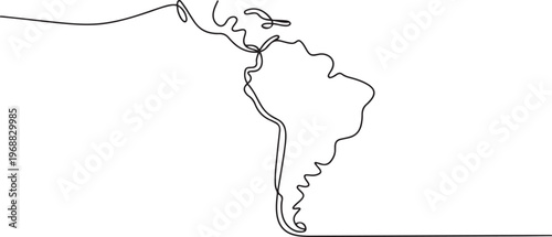 Map of latin america. Latin america concept one-line drawing. one line Icon drawing