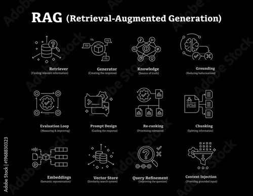 Retrieval Augmented Generation RAG AI System, LLM Pipeline Architecture, Semantic Search and Knowledge Retrieval Workflow. RAG AI, RAG system, RAG pipeline, RAG architecture.