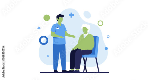Nurse caring for elderly patient, healthcare, medical assistance, support, doctor, senior