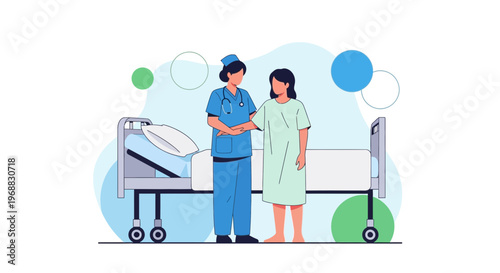 Nurse Supporting Patient In Hospital Room, Healthcare Assistance And Care Concept