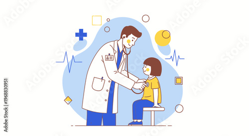 Pediatrician examining a child with a stethoscope, medical check-up, healthcare concept