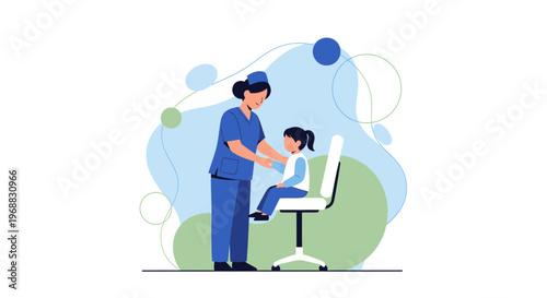 Pediatrician examining a child patient in a modern clinic, healthcare concept