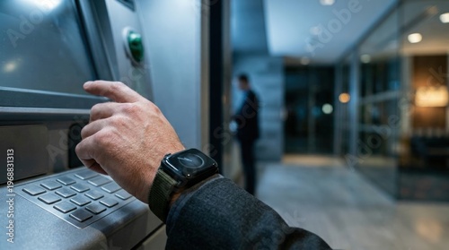 Professional Hand Tapping Smartwatch While Stand