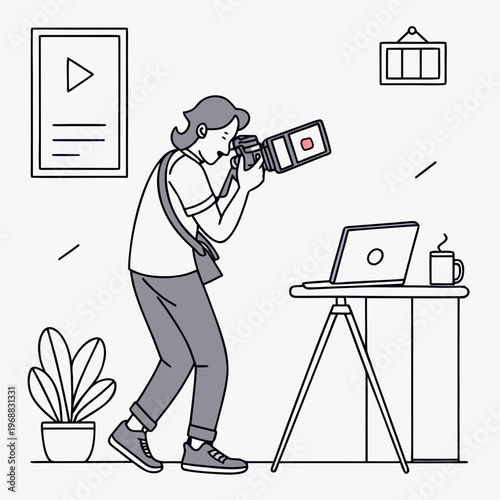 A man taking a photo with a large camera