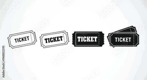 Four stylized vintage ticket icons in various designs and shading Vector