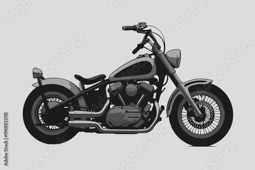 Vintage Style Motorcycle Illustration bike chopper