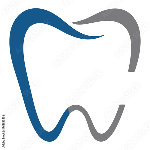 Stylized depiction of a molar tooth with contrasting blue and gray enamel outlines