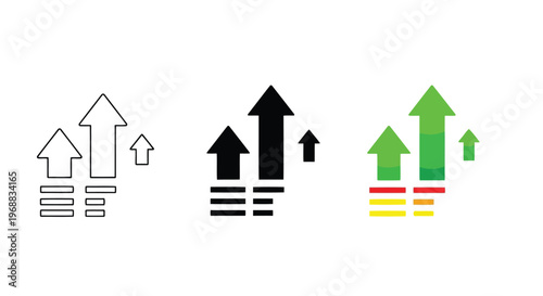 Visual representation of growth and progress using arrows and stacked elements Vector