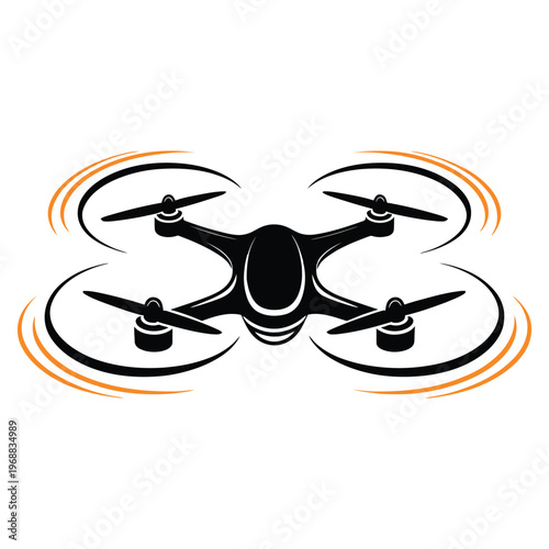 Quadcopter drone with four propellers in mid-flight illustration