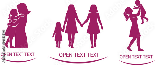 Family growth silhouette a visual representation of motherhood and child development