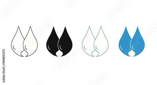 Evolution of water droplet symbols in different color schemes Vector