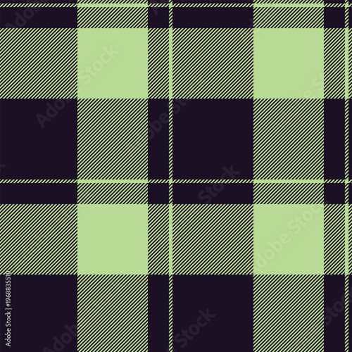 Pano seamless texture pattern, clan fabric tartan vector. Contour textile background check plaid in black and green colors.