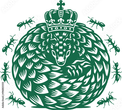 Royal Pangolin Crown Curled Ant Green Art