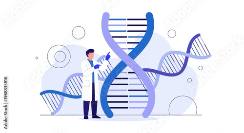 Scientist examining DNA helix structure, genetic research, biotechnology, medical science concept