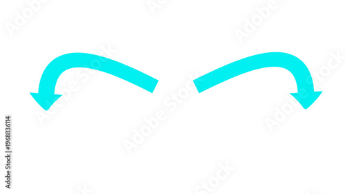Free Download Cyan flat curved downward arrows pair isolated on white background - GFXLoad