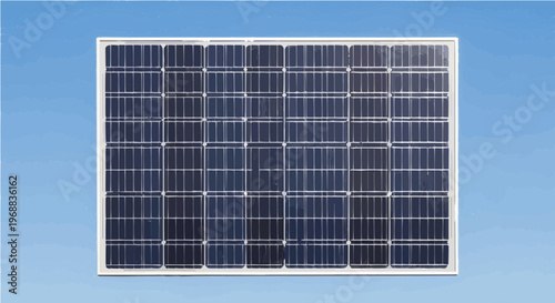 A solar panel installed on a rooftop with a clear blue sky background