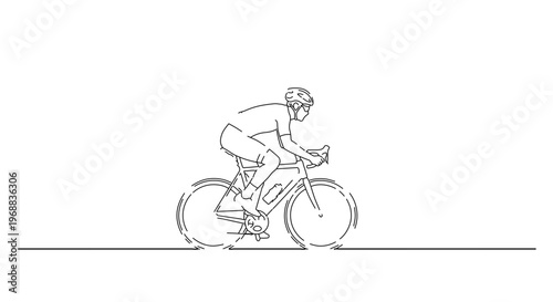 A minimalist vector illustration of a cyclist riding a bicycle in a simple, flat design style