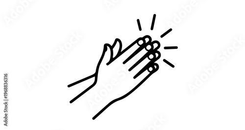 A minimalist vector graphic of a hand with sparkles emanating from the fingertips