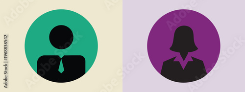 Set of vector avatar profile Men and Women icon in silhouettes. User avatar icon, profile symbol in outline and solid style, default flat person icons isolated.