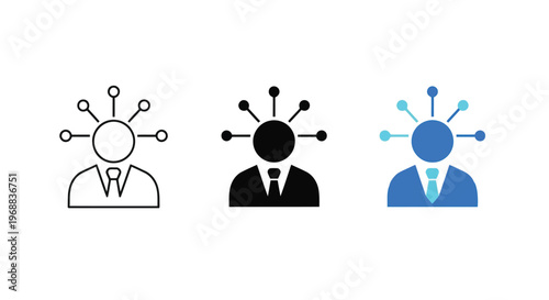 Evolution of human brain connectivity through technological integration depicted in icons Vector